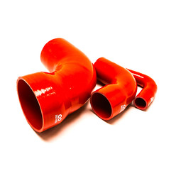 Réducteur Coudé 90° en Silicone Ø16-13 à Ø127-102 mm, Rouge